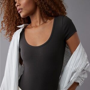 Dark Grey Short sleeve Body Suit